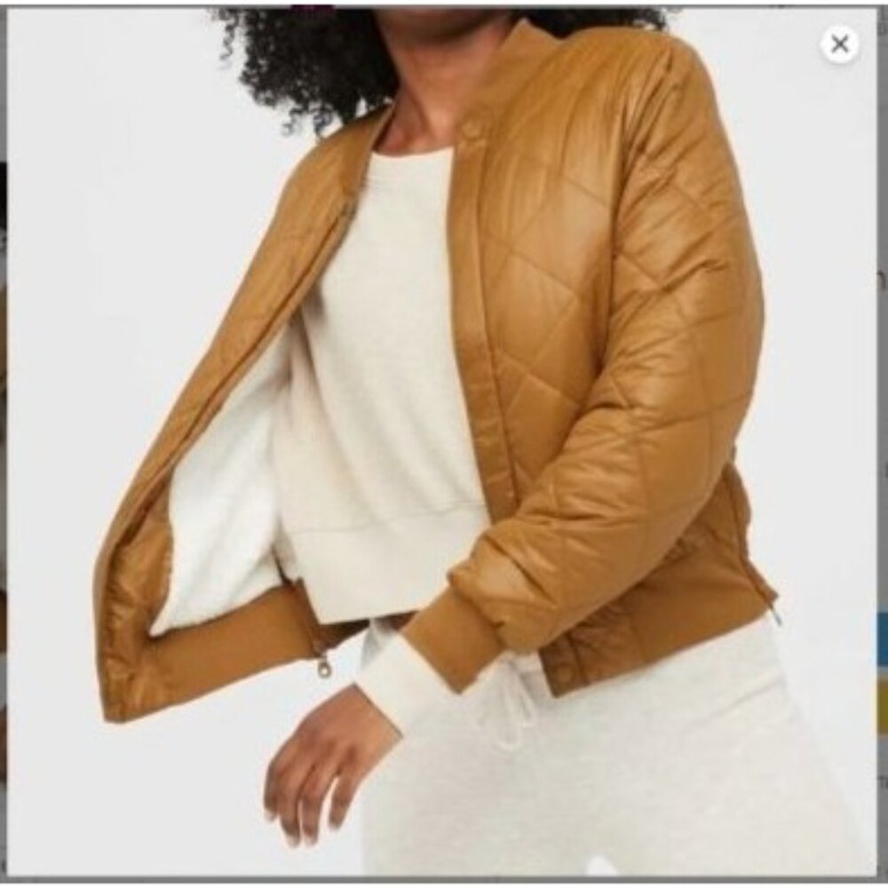 Offline By Aerie Womens XXL Quilted Bomber Jacket Sherpa Lining Tree Line